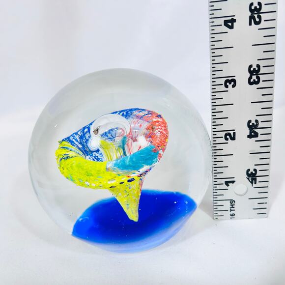 Color Explosion Bubble Art Glass Hand Made Blown Paperweight Abstract 3.5" - Picture 9 of 11